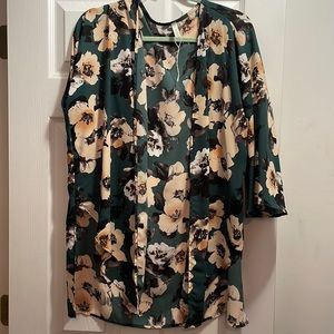 Green floral cover up